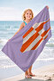 Lilac Beach Towel with Striped Swimsuit Motif - Modern Mediterranean Orange White Quick-Drying Microfiber Towel - 7