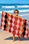 Geometric Retro Wave Beach Towel-Bohemian Pink Orange Pool Sea Bath Quick Drying Seaside Cover - 4
