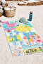 Tropical Surf Sea Shell Beach Towel - Bohemian Summer Themed Turquoise Pink Beach Cover-Up