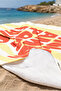 Striped Text-Themed Yellow and White Beach Towel - Mediterranean Style Red Detailed Bath Beach Cover - 5