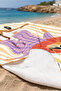 Striped Children's Beach Towel with Lion Figure - Orange Modern Animal-Themed Quick-Drying Microfiber Towel - 3
