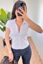 White Shirt with Waist Tie and Lacing - 2