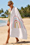 Rainbow Themed Pastel Girl's Beach Towel - Bohemian Pink Blue Quick-Dry Microfiber Towel - 7