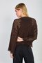 Women's Openwork Cardigan with Tassels on Sleeves and Hem - Bitter Brown - 5