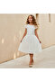 Round Neck Cap Sleeves A-Line Dress with Embellishment