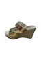 Women's Wedge Platform Heeled Glittery Patent Leather Slippers - 6