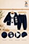 Baby Boy Set - Children's Set - Hooded Top and Bottom Set with Three Teddy Bear Details - 2