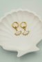 Steel Gold Detailed Zircon Stone Dangle Hoop Earrings