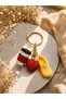 3-Piece Coffee, Heart, and Slipper Bag Charm and Keychain Set - Keychain with Gold Chain Detail - 2