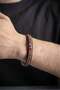 Red Casper and Hematite Natural Stone Men's Steel Bracelet - 4