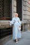 Women's Collar Tie Detailed Skirt Suit Baby Blue - 4