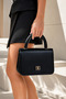 Women's Black Shiny Mini Box Handbag with Side Cross Strap and Handle Modern Stylish Women's Bags - 7