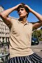 Men's Summer Cotton Cream Polo Collar T-Shirt - 3