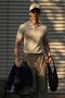 Men's Zippered Short Sleeve Cream Polo Collar T-Shirt