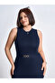 Black Plus Textured Sleeveless Bodycon midi Dress with Belt - 3