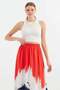 Women's Patterned Viscose Red Skirt - 8
