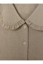Ecru Ruffled Baby Collar Plaid Blouse - 6