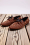 Women's Suede Loafer Shoes Lace-Up Round Toe Metal Detailed Flat Heel Comfortable Cut Daily Modern