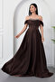 Strpalez Collar Satin Dress with Stones on the Chest Etk1208 - 5