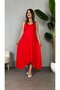 Women's Strappy V-Neck Ring Detailed Asymmetrical Cut Detailed Summer Comfortable Viscose Maxi Dress - 3