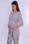 Short Sleeve Soft Textured Cotton Maternity Set Effortt - Gray - 4