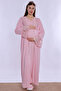 Cotton Maternity Nightgown and Dressing Gown Set with Nursing Features Effortt - Pink - 2