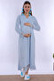 Long Sleeve Maternity Nightgown with Hidden Breastfeeding Feature Effortt - Blue