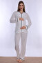 Adjustable Waist Detailed Maternity Pajama Set with Breastfeeding Feature Effortt - Ecru