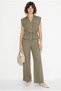 Women's Khaki Zippered Double Pocket Adjustable Vest Elastic Waist Pants Modal Suit 8051 60286045 - 3