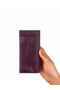 Women's Genuine Crazy Leather Long Wallet with Phone Compartment and Card Holder in Purple - 7