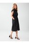 Black Shirt Collar Pocket Detailed Poplin Dress - 4