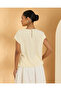 Women Yellow Front Tie Detailed Satin Blouse - 3