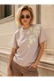 Women's Crew Neck Embroidered Detail Lycra Combed Cotton Blouse 26071 - 4