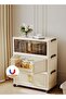 CozyNest 4-Tier Foldable Plastic Storage Cabinet, 50cm with Handle, Double Doors & Wheels, Stackable Organizer - 4