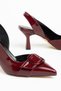 Mira Women's Burgundy Patent Leather Buckle Detailed Thin Heeled Casual Shoes - 3