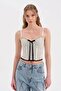 Women's Double Fabric Look Corset with Lace-Up Detail on the Front