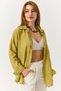Women's Textured Transparent Shirt Oil Green - 3