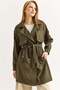 Women's Double-Breasted Collared Buttoned Belted Trench Coat Khaki - 2