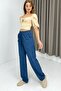 Canvas Pocketed, Lace-Up, Elastic Waist Long Trousers Navy Blue