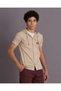 Senior Boys Beige Hooded Casual Shirt