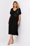 Women's Plus Size Black, V-Neck, Stone Detailed, Oversize Viscose Dress 65N39557 - 3