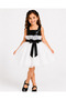 Girl's Black Sequined Square Neck White Organza Puffy Evening Dress Graduation Birthday Dress - 6
