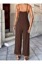 Women's Rope Strap V-Neck Ethnic Stripe Patterned Pocket Detailed Janjan Crepe Jumpsuit - 3