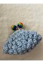 Handmade Blue Knitted Coin Purse with Colorful Clip, 100% Cotton - 3