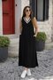 Women's Sleeveless V-Neck Collar Long Viscose Two-Thread Dress with Pockets