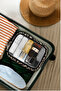 Travel 3-Piece Transparent Travel Makeup Bag Polyester Fabric Black and White Patterned Cosmetic Organizer Set Black - 4