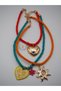 Women's Colorful Twisted Rope Necklace Set of 3 - Summer Combination Necklace with Gold Heart, Sun, Daisy, and Lemon Figures