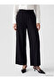 Black Elastic Waist Wide Leg Women's Trousers - 2