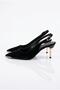 35313 Satin Stone Buckle Detailed 7 cm Heel Height Women's Shoes - 7