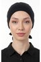 Black Combed Cotton Bonnet with Lycra Ties and Stitched Details (Cotton & Lycra Fabric, Non-Slip, Islamic Clothing, Lightweight, Comfortable, Stylish) - 2